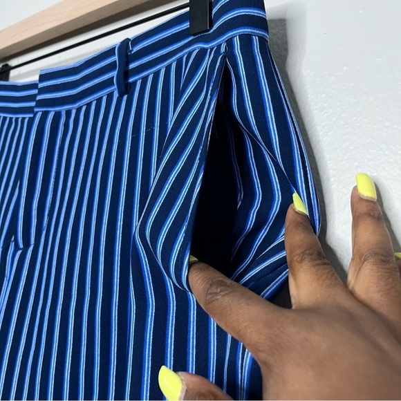 Banana Republic Women Ryan Pants 8 Blue Stripe Office Business Slim Straight - Picture 8 of 11